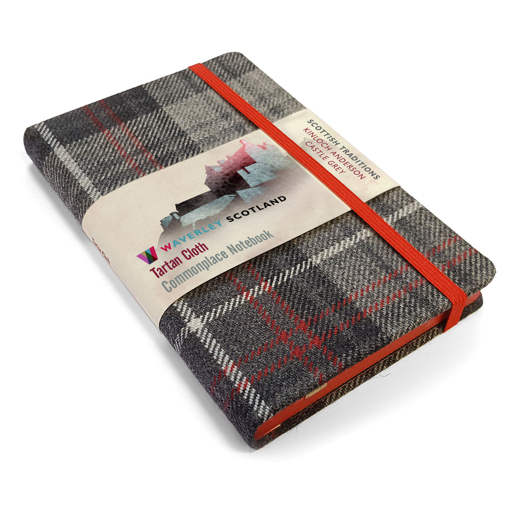CASTLE GREY Tartan, Waverley Scotland, Taschen Notizbuch 14 x 9 cm